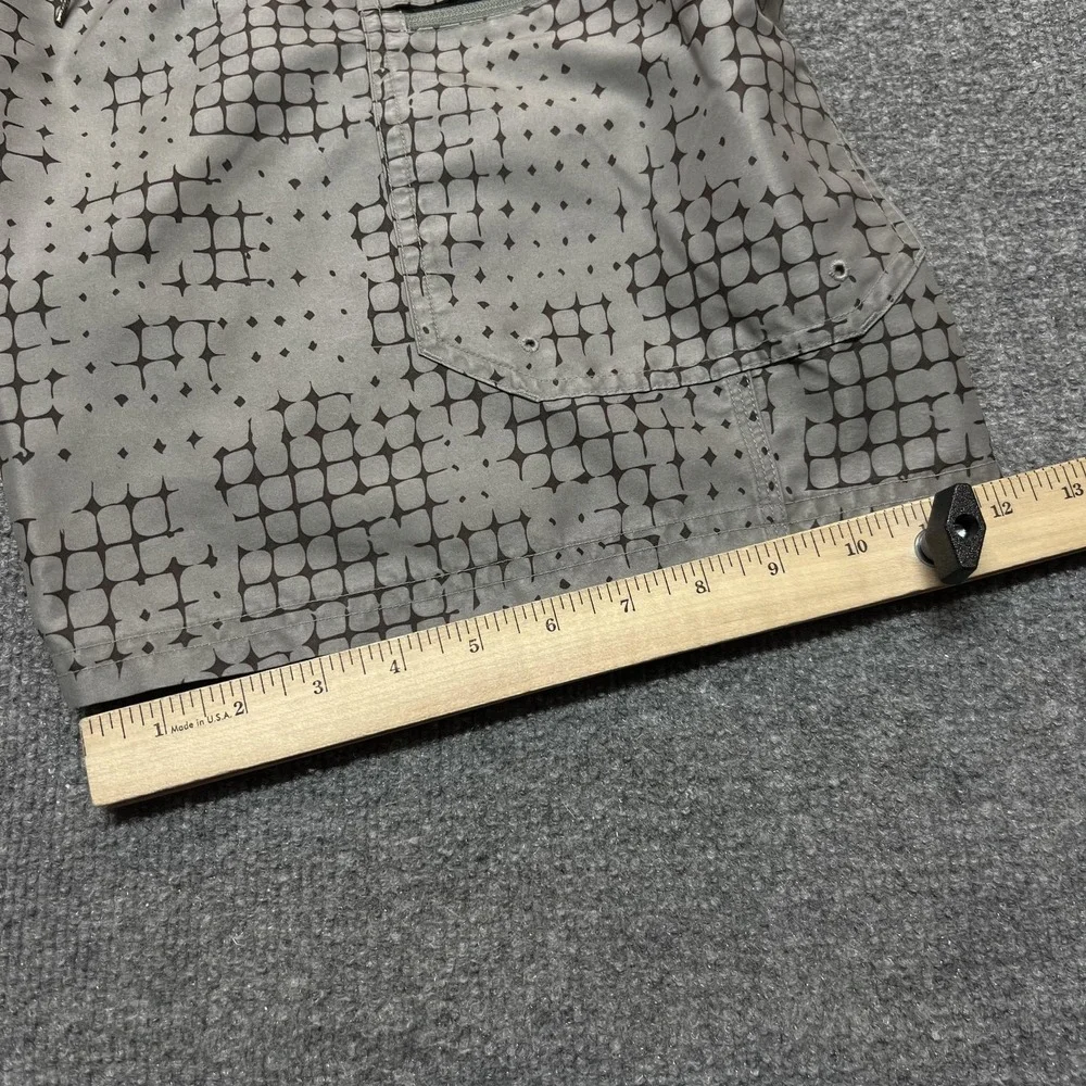 Simms Board Shorts Mens Medium Gray Geometric Swim Trunks Quick Dry Pockets